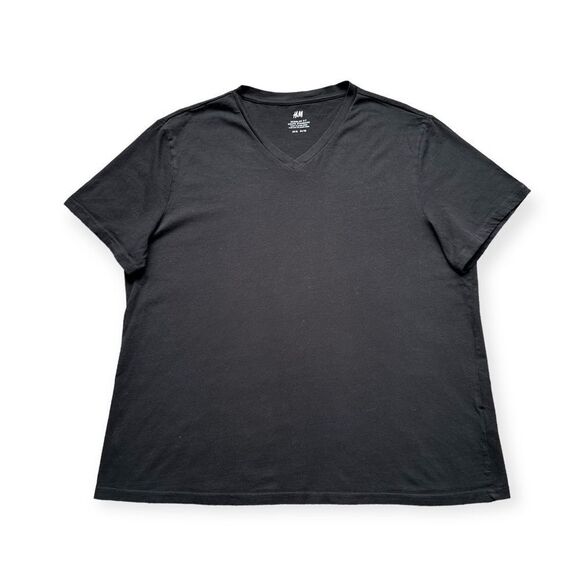 🔃H&M Men’s Black V Neck Short Sleeve Cotton Tee Shirt - Picture 1 of 8